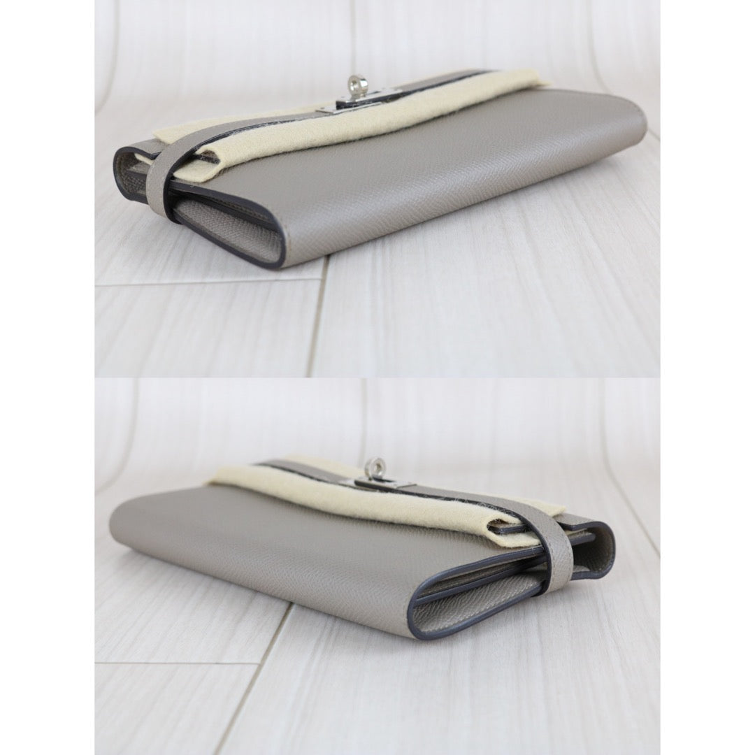 Include Entrupy Certificate of Authenticity｜Excellent（Rank SA)｜ HERMES Epson Kelly Long Wallet  C Stamp Gris Asphalte Made In 2018Year｜W26030403