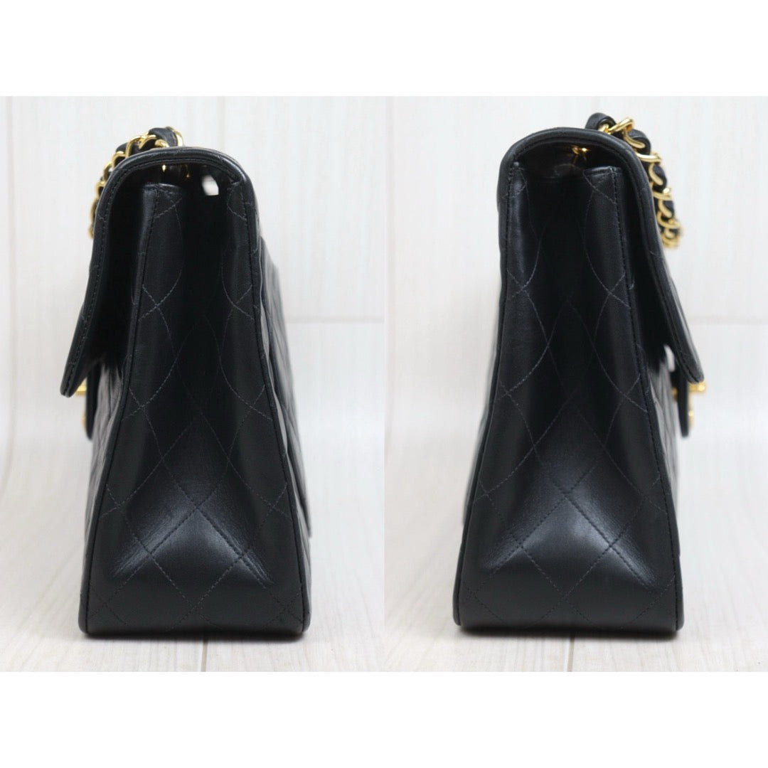Include Entrupy Certificate of Authenticity｜Good ( Rank AB)｜CHANEL  Matrasse Chain  Lambskin Single Flap Black Shoulder Bag Large Made In 1994～1996Year｜26071310