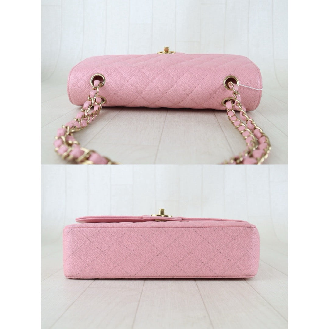 Include Entrupy Certificate of Authenticity｜Excellent（Rank SA）｜ CHANEL Caviar Skin Calf Leather Chain Double Flap 25 Shoulder Bag  Light Pink Made In 2005-2006Year｜S26083006