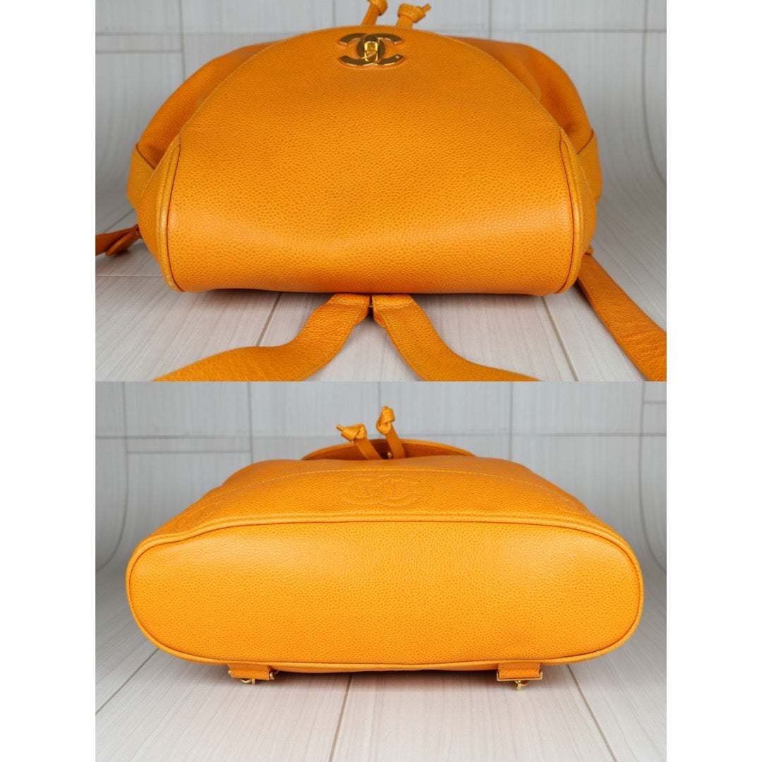 Good ( Rank AB)｜CHANEL Caviar Skin Backpack Orange Made in 1996-1997 Year｜S24060606