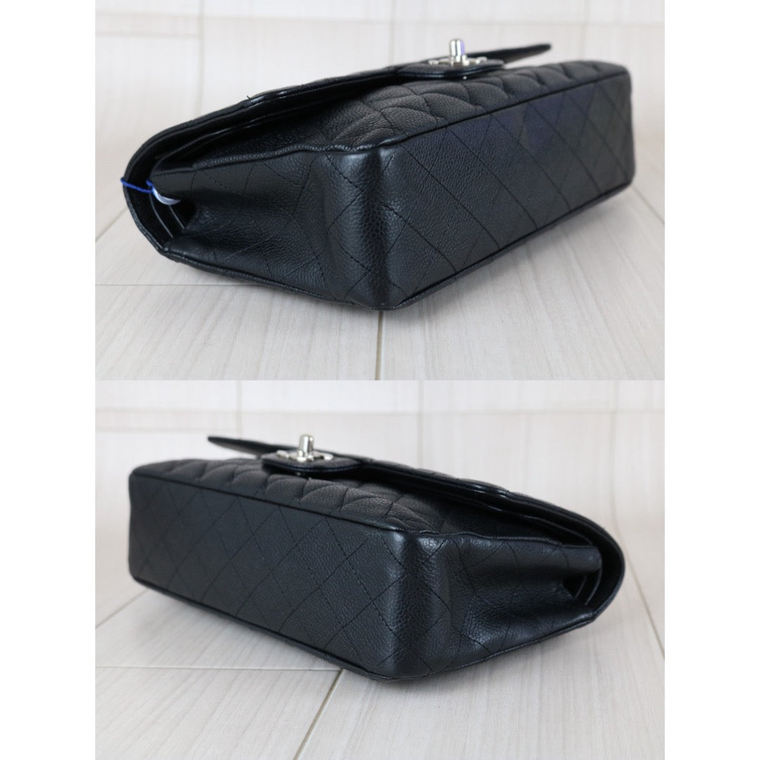 Good ( Rank AB)｜ CHANEL Caviar Skin Matrasse Double Flap 25 Shoulder Bag Black Made In 2009-2010 Year  ｜S25112907