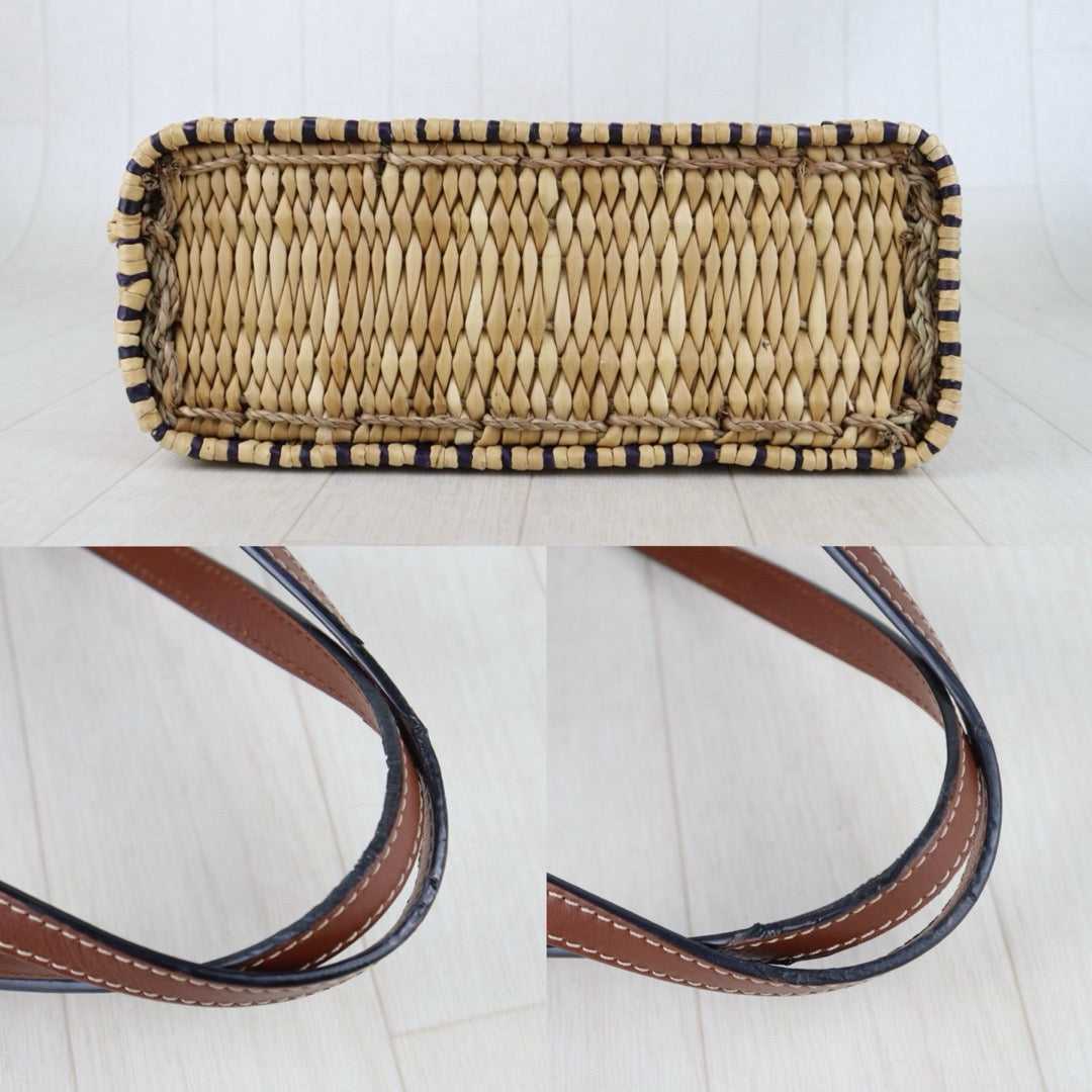 Include Entrupy Certificate of Authenticity｜Good ( Rank AB)｜ LOEWE Straw  Basket Handbag Shoulder Bag ｜S26060117