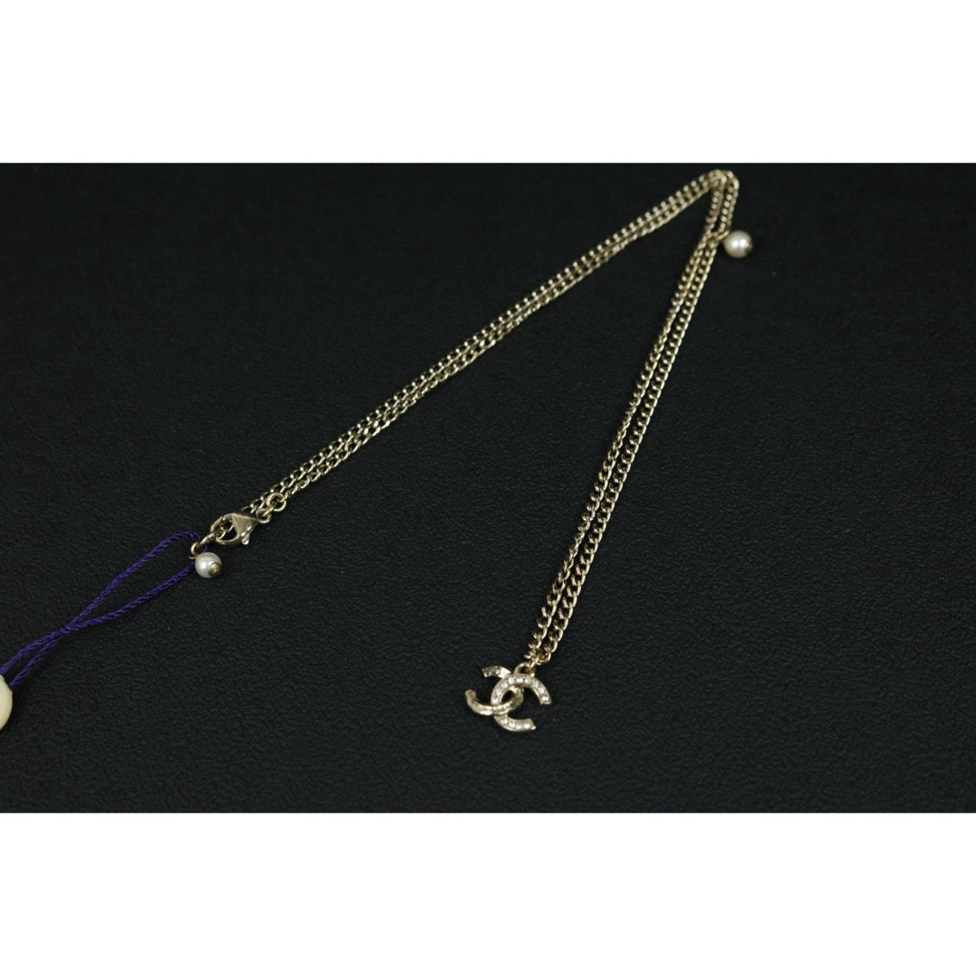 Include Authentic Detective Certificate of Authenticity｜Very Good ( Rank A) ｜ CHANEL C21K Coco Mark  Rhinestone Choker  Necklace｜S26062301