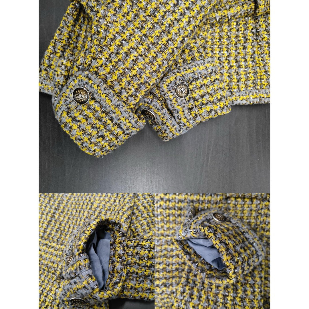 Very Good ( Rank A) ｜ CHANEL 17B Rayon Tweed Yellow Coat 34 size  ｜W25102106