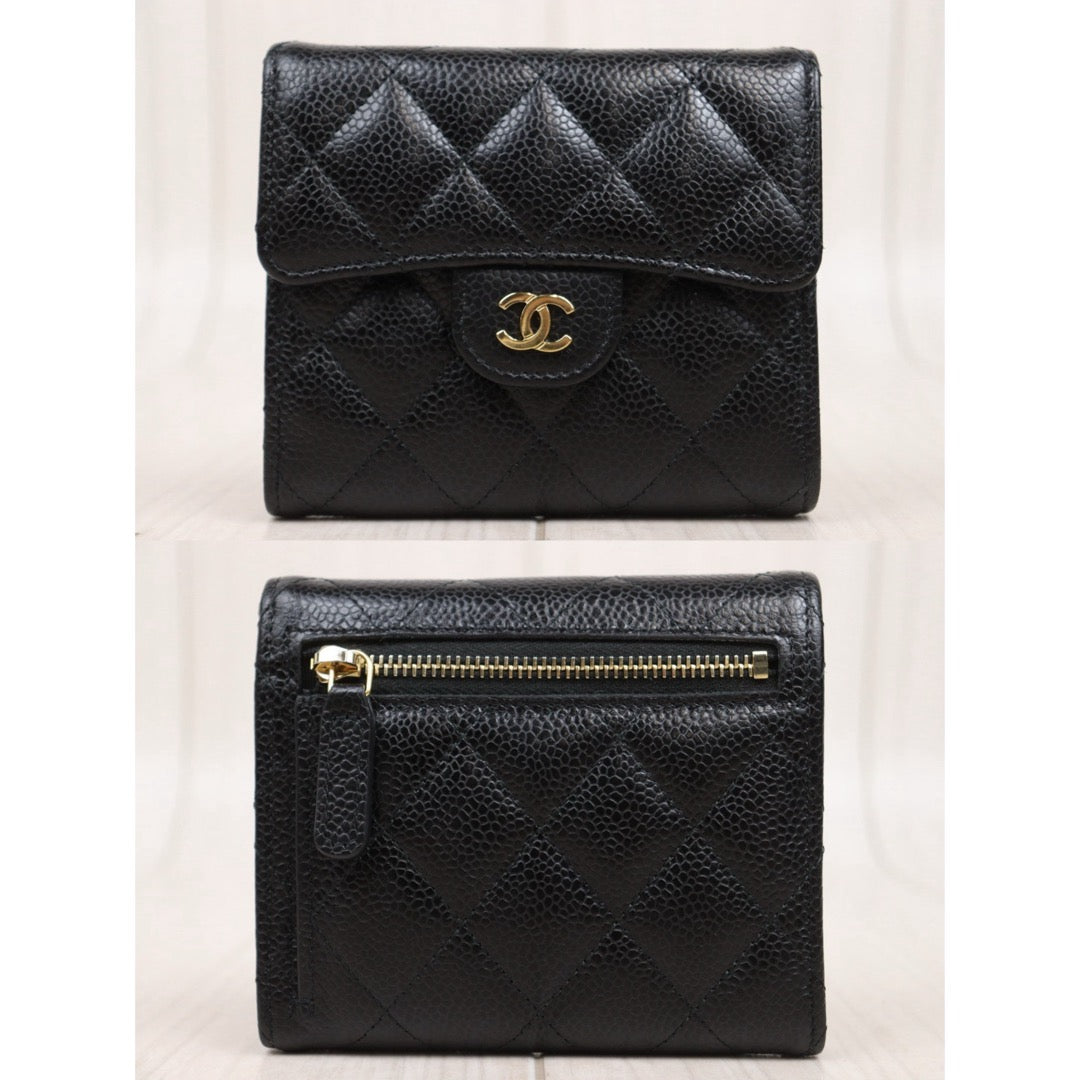 Very Good ( Rank A)｜Chanel Caviar Skin Black Wallet Made In 2021-2022Year ｜25090110