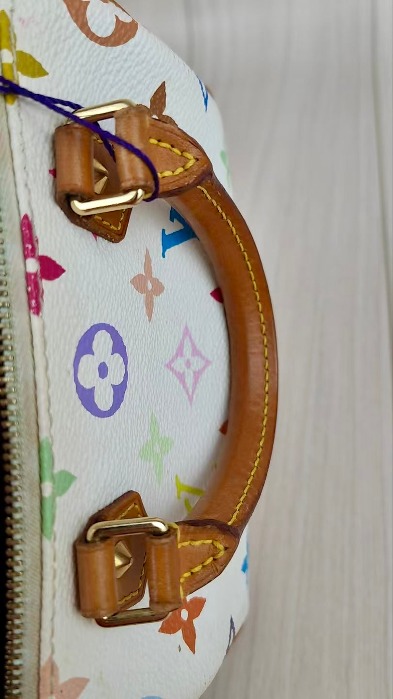 LV Multi Monogram Mini Speedy White Handbag