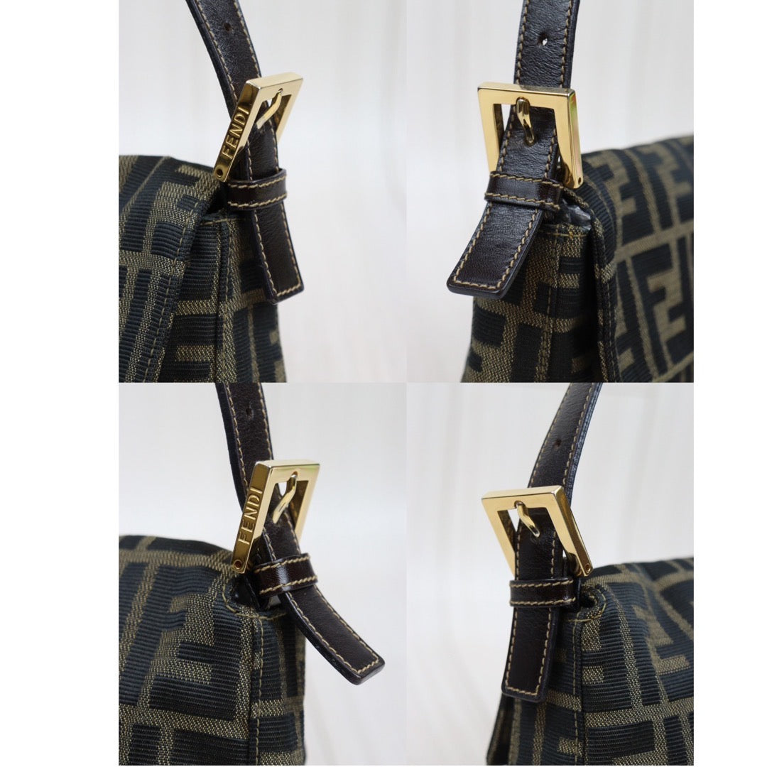 Rank A｜ FENDI Zucca Mamma Baguette Shoulder Bag Gold Hardware｜24030108