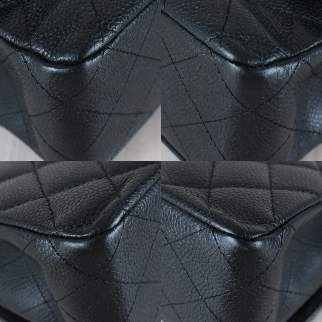 Good ( Rank AB)｜ CHANEL Caviar Skin Matrasse Double Flap 25 Shoulder Bag Black Made In 2009-2010 Year  ｜S25112907