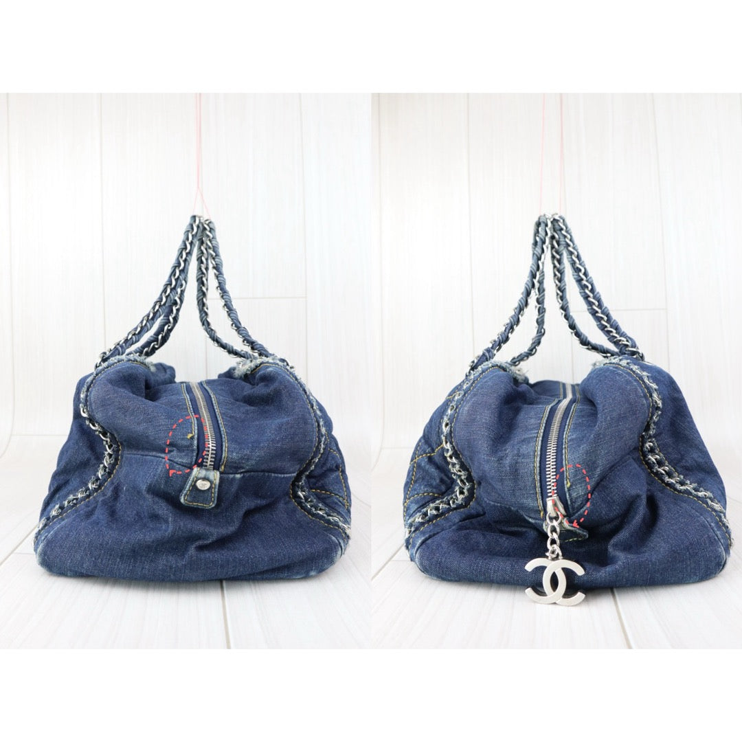 Good ( Rank AB)｜ CHANEL Denim Vintage  Bowling Bag Blue Made In 2005- 2006Year｜J25060506