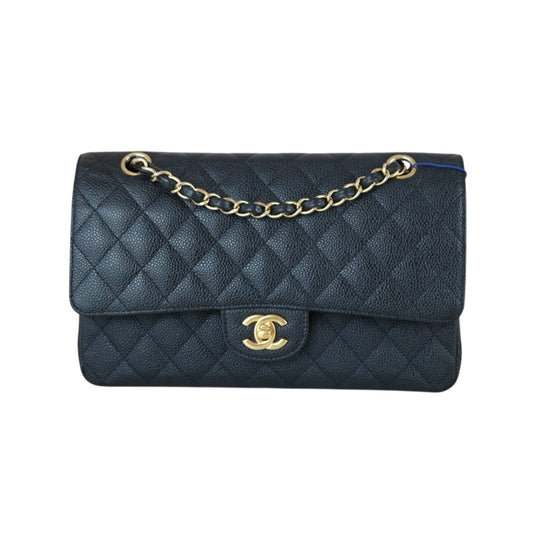 Very Good ( Rank A)｜ CHANEL Caviar Skin Matrasse Double Flap 25 Shoulder Bag Black Made In 2012Year  ｜S25112902