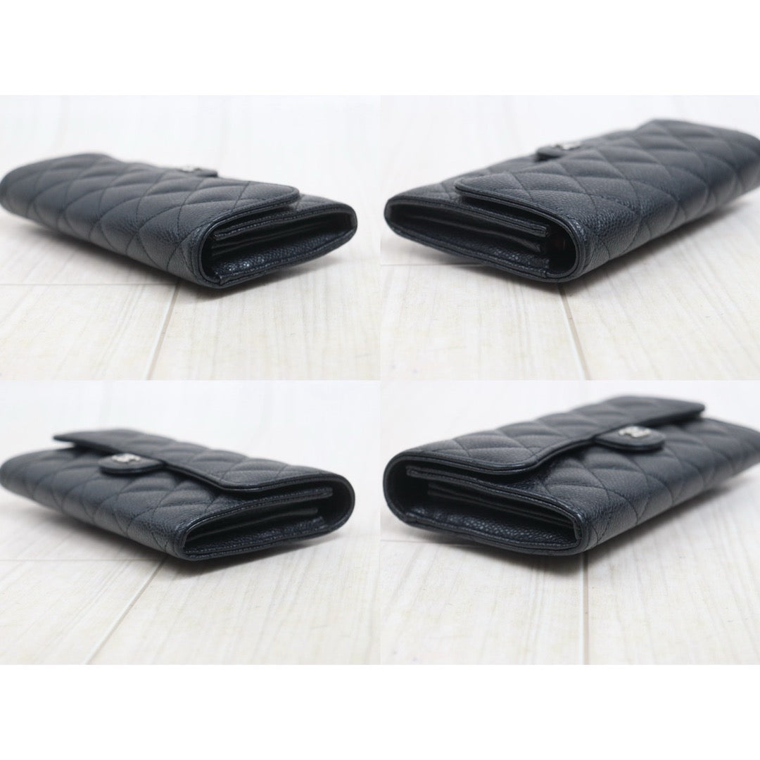 Include Entrupy Certificate of Authenticity｜Very Good ( Rank A)｜CHANEL Caviar Skin Black Long Wallet Made In 2020-2021Year｜26071307