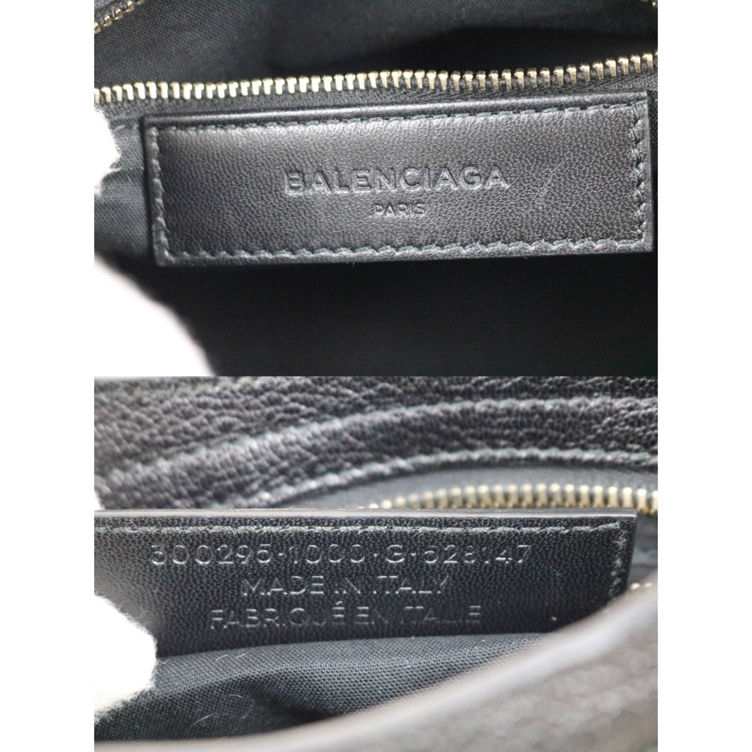 Include Entrupy Certificate of Authenticity｜Very Good ( Rank A)｜Balenciaga Chevre Leather Gaint Classic Metallic Edge City Mini Black HandBag Shoulder Bag ｜X26092111