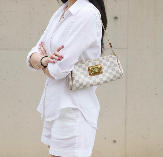 Include Entrupy Certificate of Authenticity｜Good ( Rank AB)｜Louis Vuitton Damier Azur Eva Shoulder Bag ｜X26041308