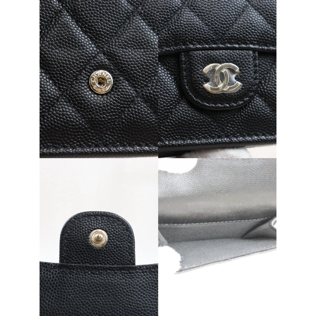 Very Good ( Rank A)｜Chanel Caviar Skin Black Wallet Made In 2019-2020Year ｜25042413