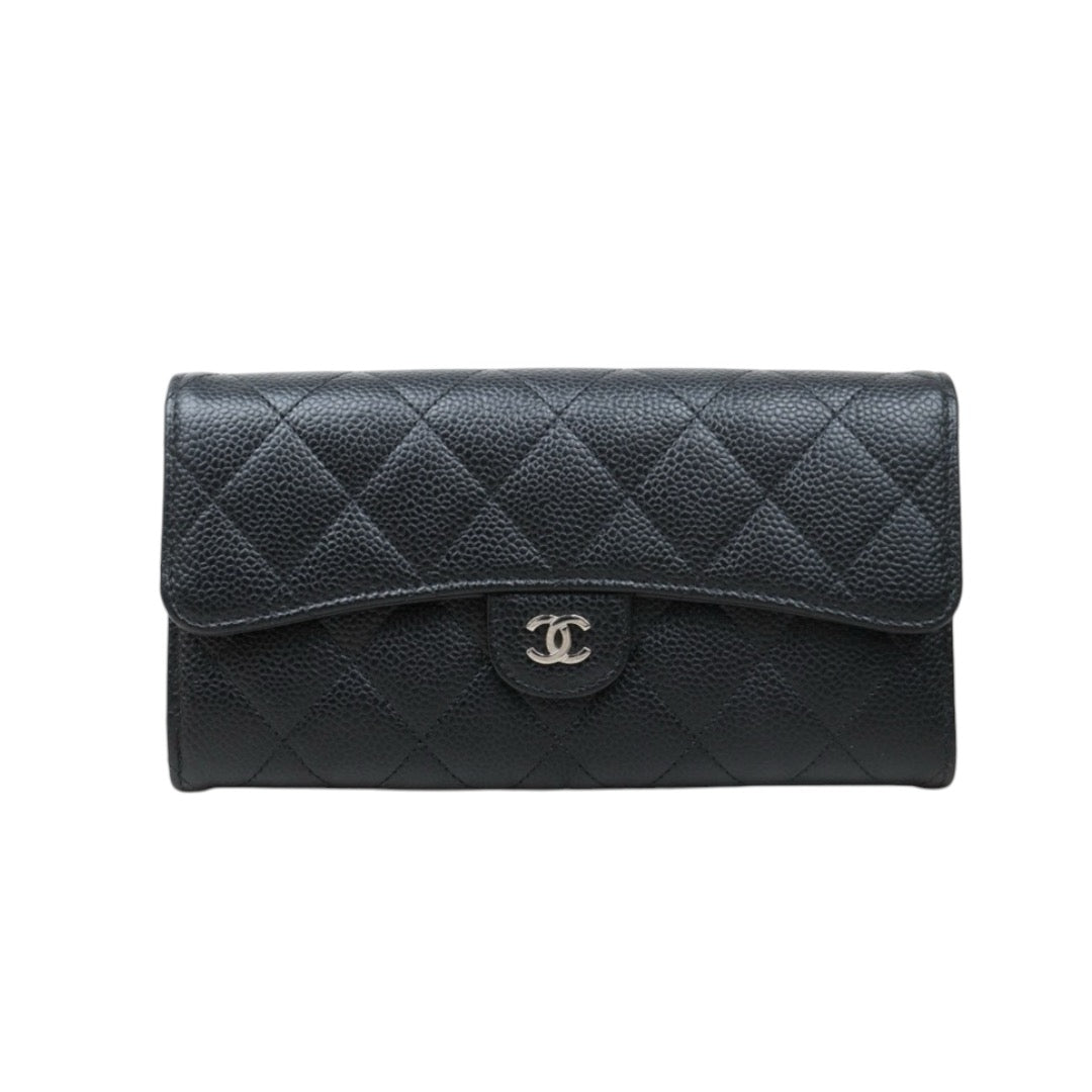 Good ( Rank AB)｜CHANEL Caviar Skin Black Long Wallet Made In 2019 Year｜V24112606