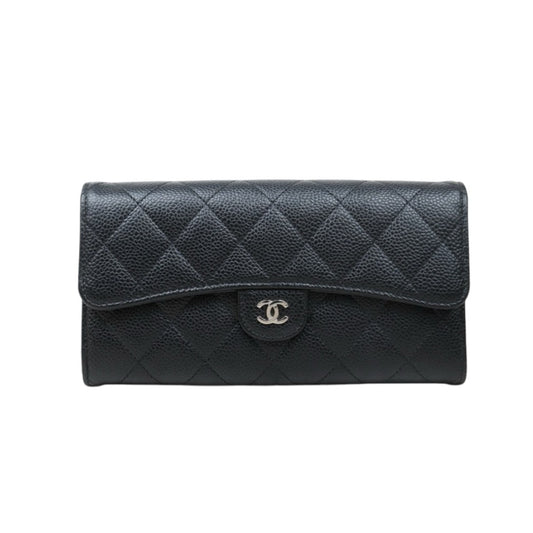 Good ( Rank AB)｜CHANEL Caviar Skin Black Long Wallet Made In 2019 Year｜V24112606