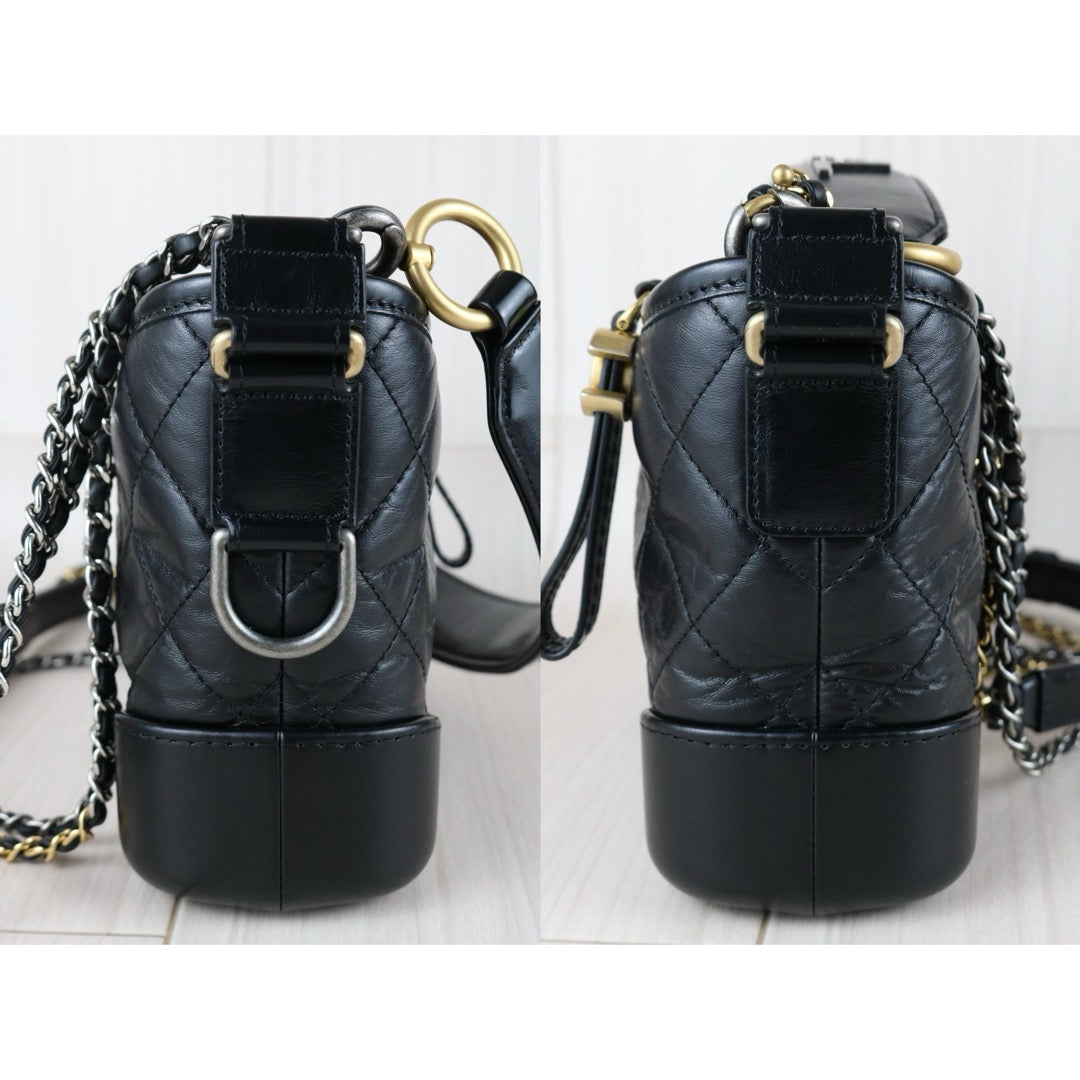 Very Good ( Rank A) ｜CHANEL PM Gabrielle Calf Leather Handbag Shoulder Bag Black Made In 2021Year｜S25110327