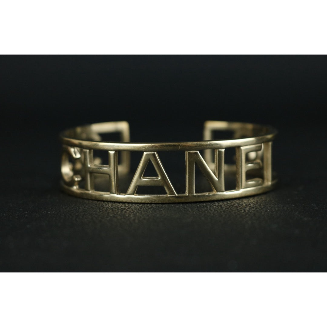 Very Good ( Rank A) ｜ CHANEL B15S Light Gold Letter Hollow Design Bracelet Made In 2015Year ｜S25121111