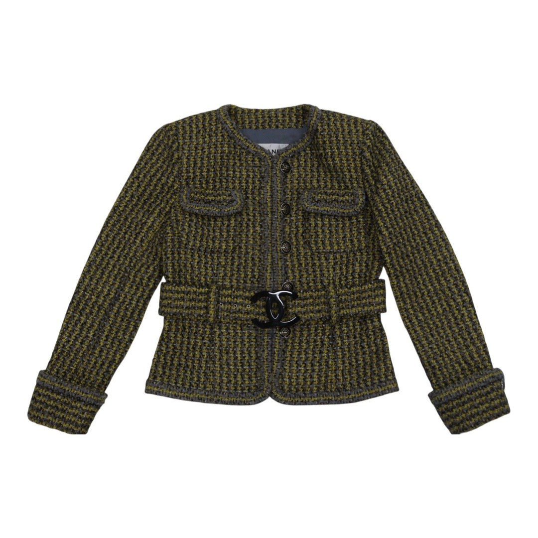 Very Good ( Rank A) ｜ CHANEL 17B Rayon Tweed Yellow Coat 34 size  ｜W25102106