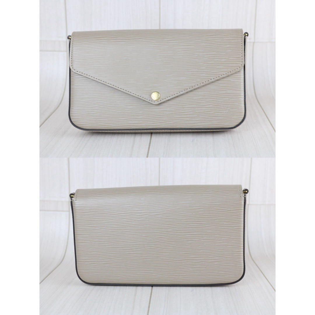 Include Entrupy Certificate of Authenticity｜Very Good ( Rank A)｜ Louis Vuitton Epi  Pochette Felicie Shoulder Bag Grey ｜X26051708