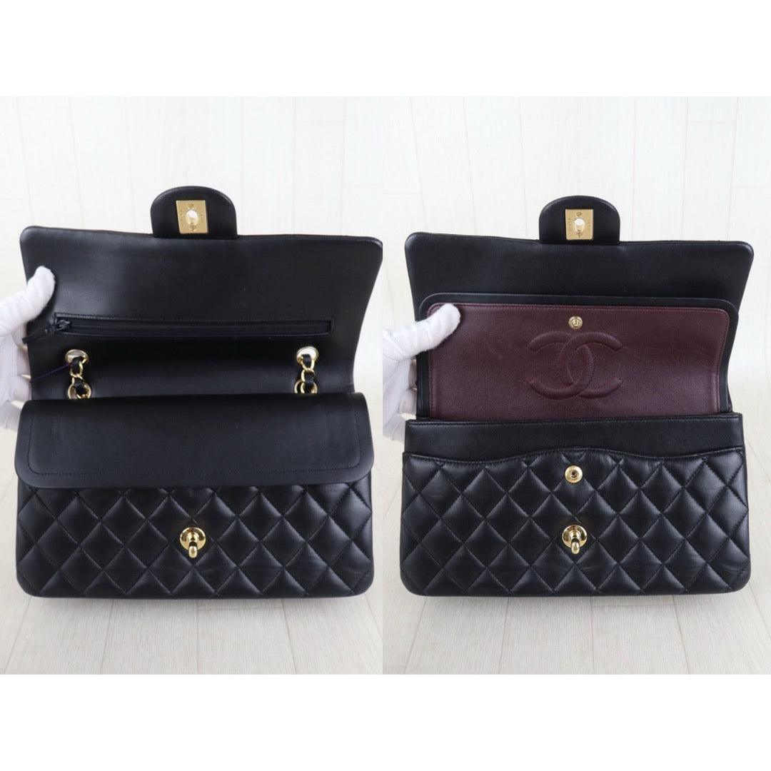 Include Entrupy Certificate of Authenticity｜Very Good ( Rank A)｜ CHANEL Lamb Skin Matrasse Chain Double Flap 25 Shoulder Bag  Black Made In 2017Year｜S26100201