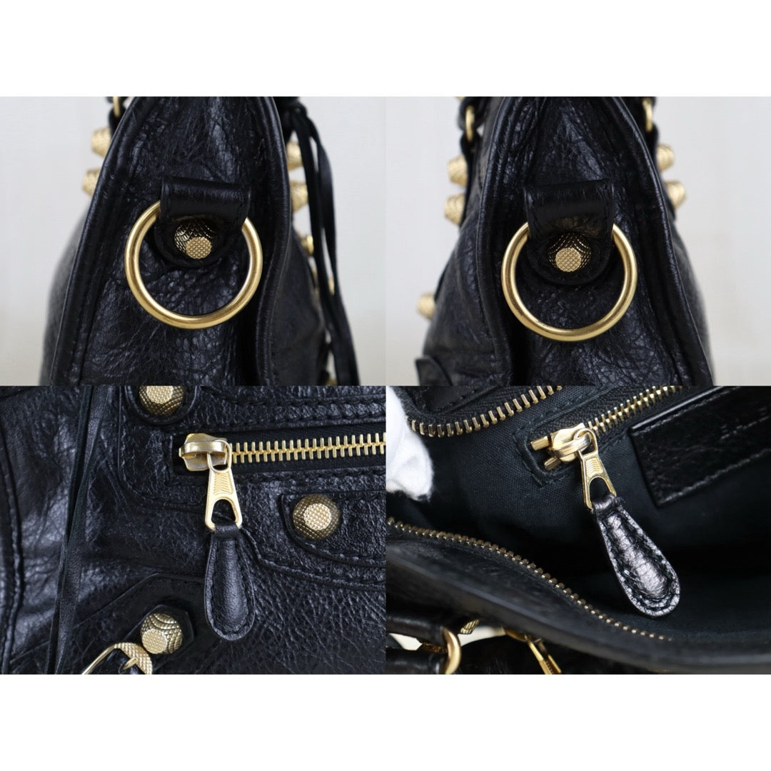 Very Good ( Rank A)｜Balenciaga Goatskin  Edge Classic City PM Black HandBag Shoulder Bag Current Model ｜S26020401