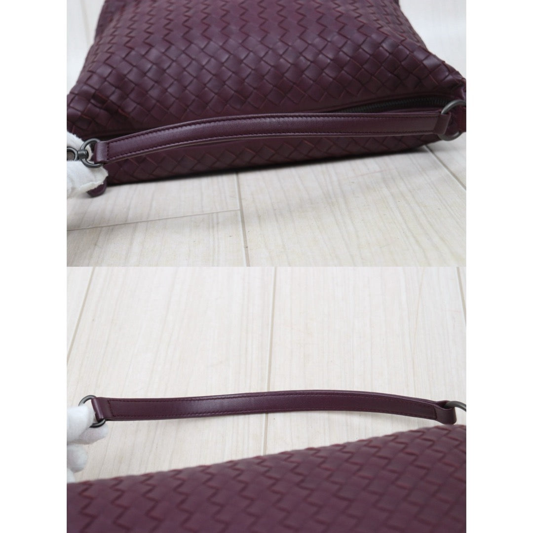 Very Good ( Rank A)｜ Bottega Veneta Lamb Skin  Braid Shoulder Bag Claret｜25062620