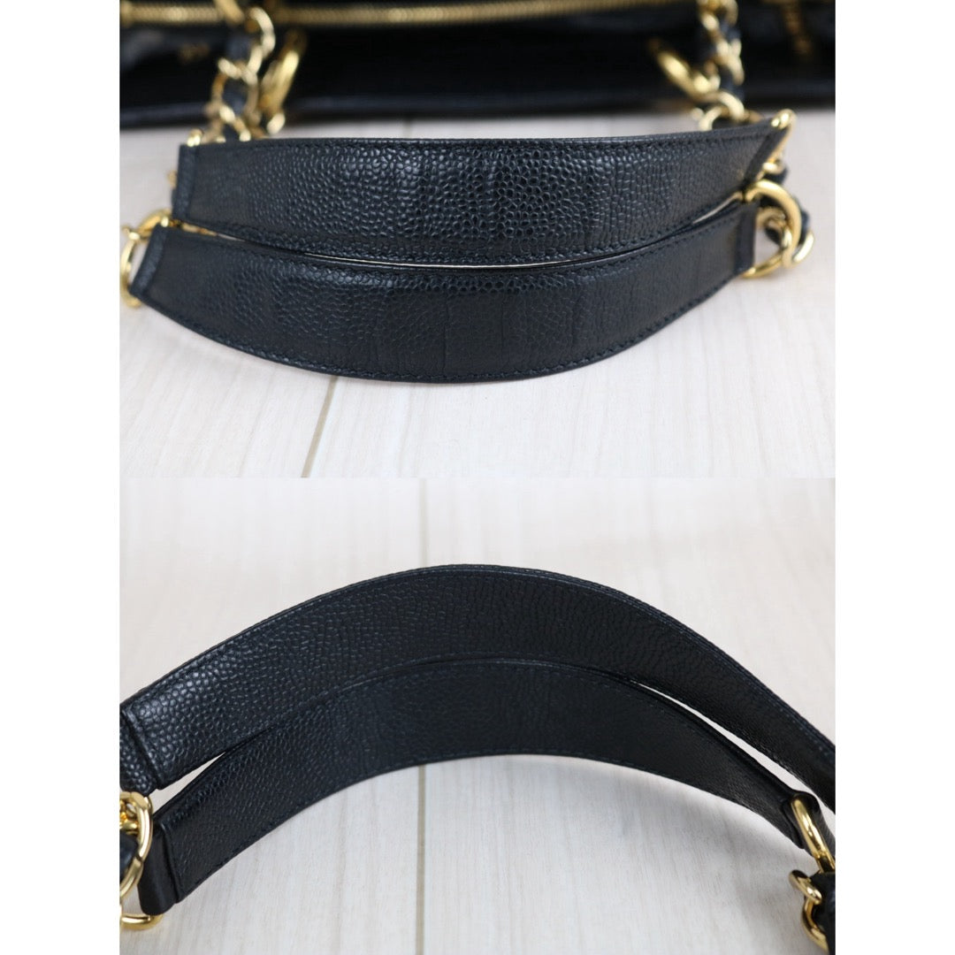 Include Entrupy Certificate of Authenticity｜Very Good ( Rank A) ｜ CHANEL Caviar Skin Matrasse Chain GST Tote Bag  Black  Made In 2009-2010Year｜S26062801