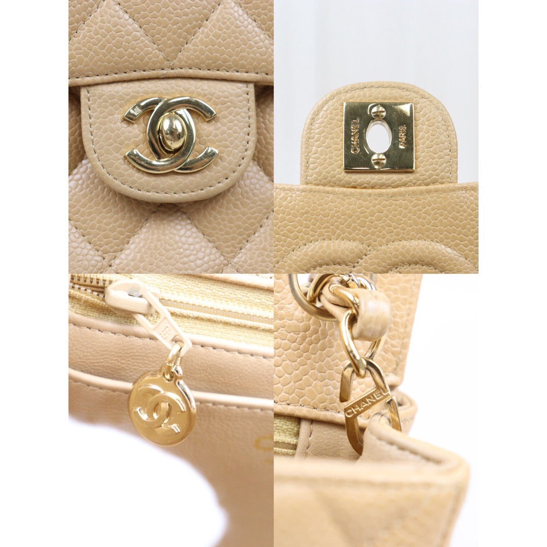 Very Good ( Rank A)｜ CHANEL  Matrasse Caviar Skin 17 Beige Shoulder Bag Made In 2004～2005Year ｜24071502