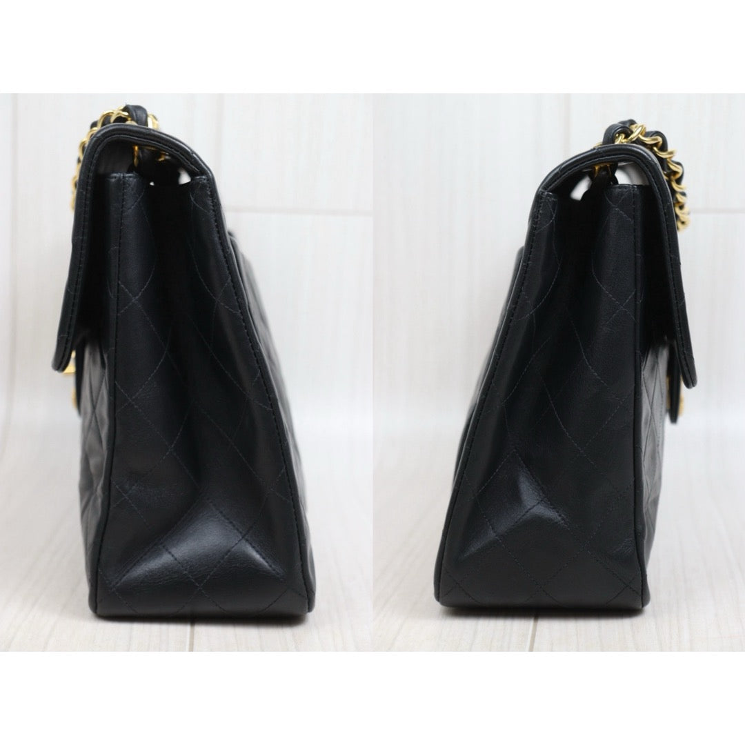 Include Entrupy Certificate of Authenticity｜Good ( Rank AB)｜ CHANEL Lamb Skin Matrasse Chain Single Flap34 Shoulder Bag Black Made in 1994-1996Year｜26060202