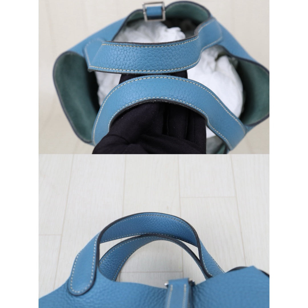 Good ( Rank AB)｜ Hermes Picotin Lock 18 TC Leather HandBag Blue T Stamp Made In 2015 Year｜H25081802