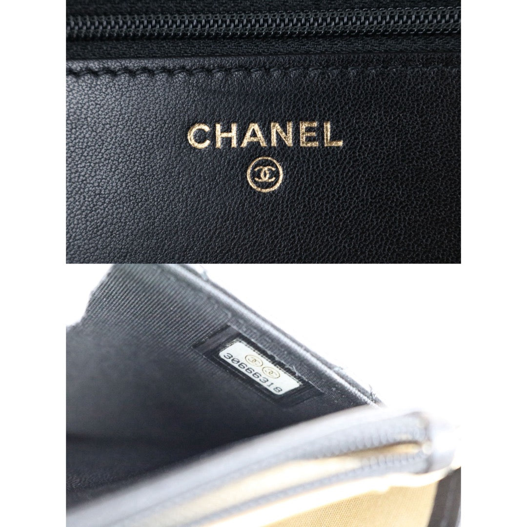 Include Entrupy Certificate of Authenticity｜Very Good ( Rank A)｜ CHANEL Coco Mark Lambskin Golden Chain WOC  Black Made In 2020-2021Year｜S26051512