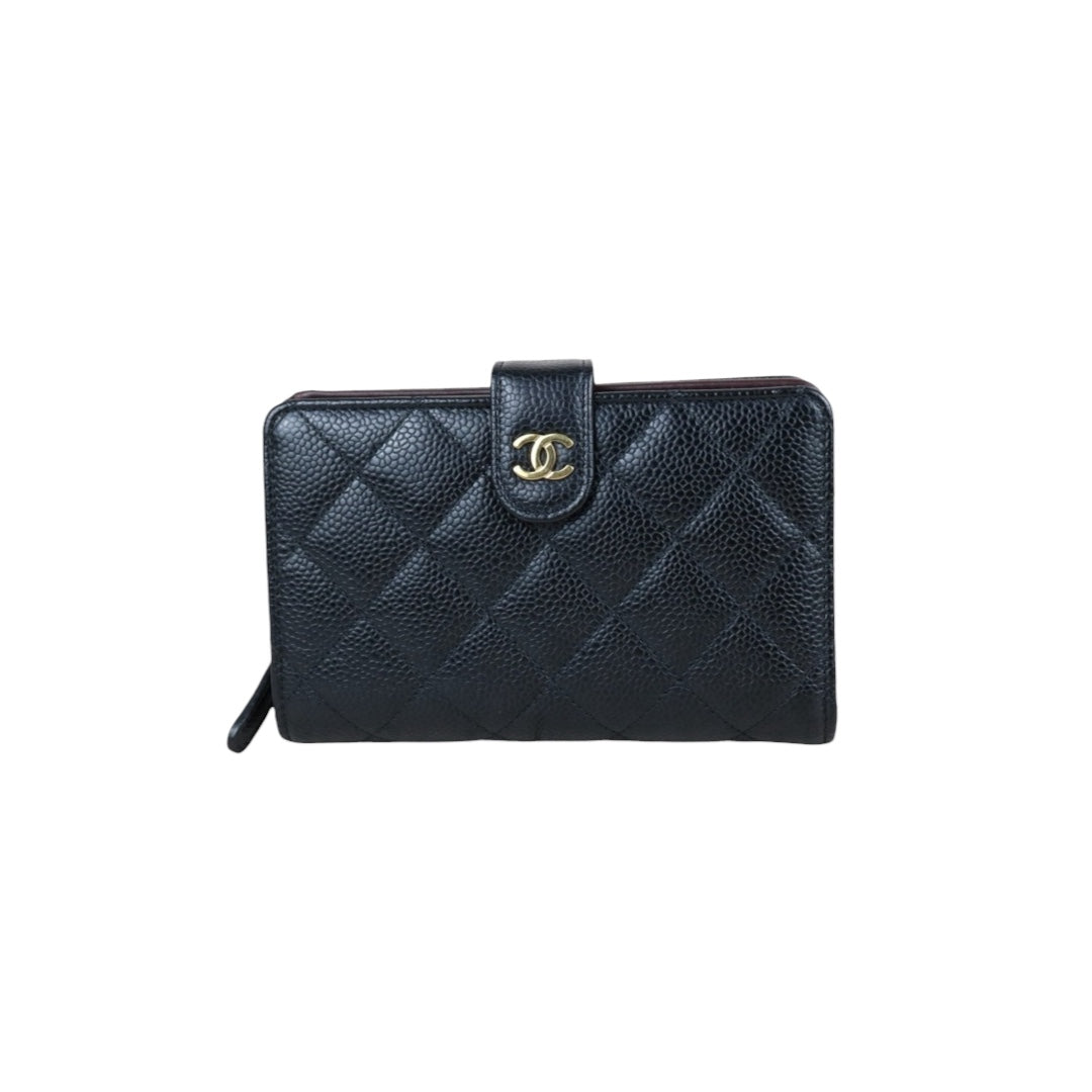 Include Entrupy Certificate of Authenticity｜Very Good ( Rank A)｜ Chanel Caviar Skin Black Wallet Made In 2015-2016Year ｜S26061504