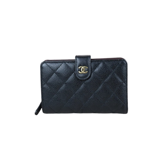 Include Entrupy Certificate of Authenticity｜Very Good ( Rank A)｜ Chanel Caviar Skin Black Wallet Made In 2015-2016Year ｜S26061504
