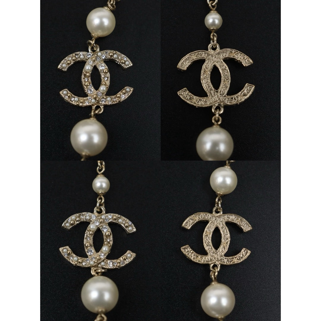 Very Good ( Rank A)｜ CHANEL Coco Mark Camellia Pearl Rhinestone  Necklace｜S25110440