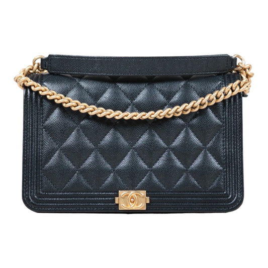 Very Good ( Rank A)｜CHANEL Leboy Caviar Skin Black WOC Shoulder Bag｜S24041703