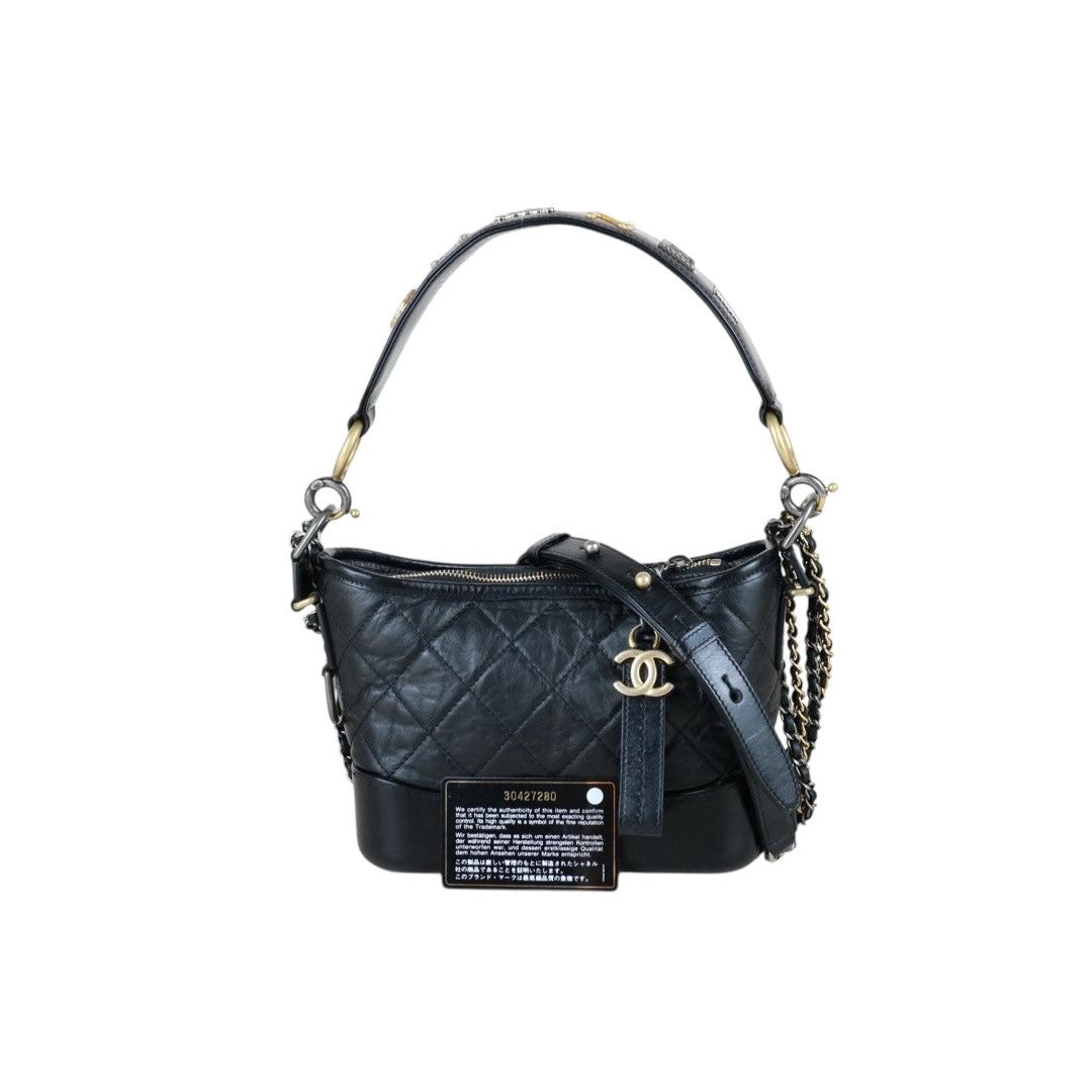 Include Entrupy Certificate of Authenticity｜Very Good ( Rank A) ｜CHANEL PM Gabrielle Calf Leather Shoulder Bag Black Made In 2020-2021Year｜S26051511