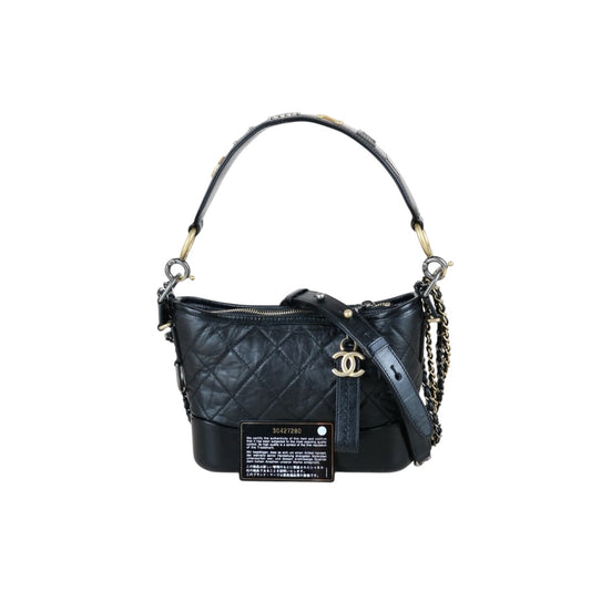Include Entrupy Certificate of Authenticity｜Very Good ( Rank A) ｜CHANEL PM Gabrielle Calf Leather Shoulder Bag Black Made In 2020-2021Year｜S26051511
