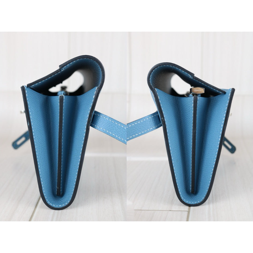 Excellent（Rank SA)｜ HERMES Epson Skin Kelly Wallet Blue Jean □Q Stamp Made In 2013Year｜X25082405