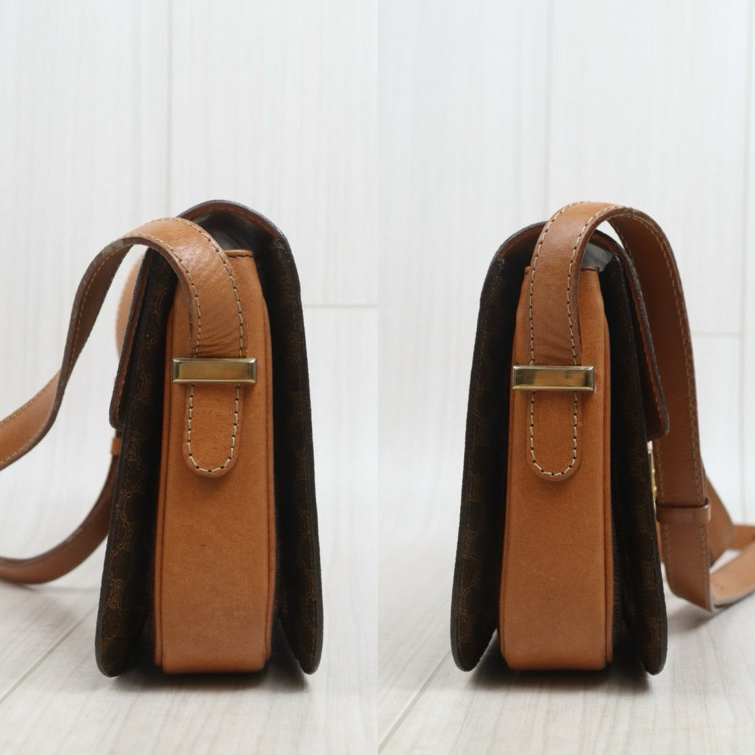 Include Entrupy Certificate of Authenticity｜Good ( Rank AB) ｜CELINE Macadam Canvas Horse Carriage Shoulder Bag｜26082009