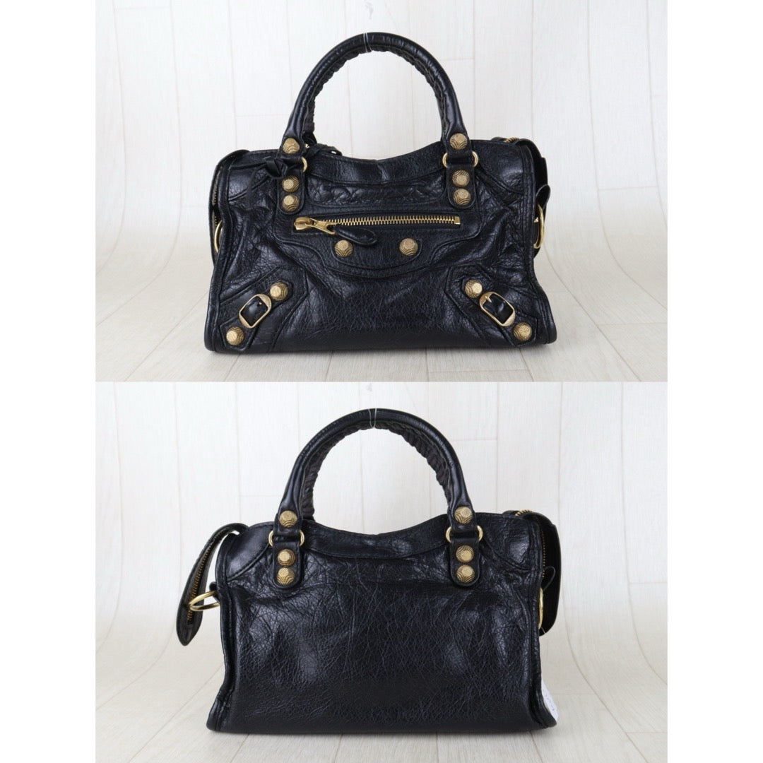 Include Entrupy Certificate of Authenticity｜Very Good ( Rank A)｜Balenciaga Gaint Mini Citty  Black HandBag Shoulder Bag ｜S26072524