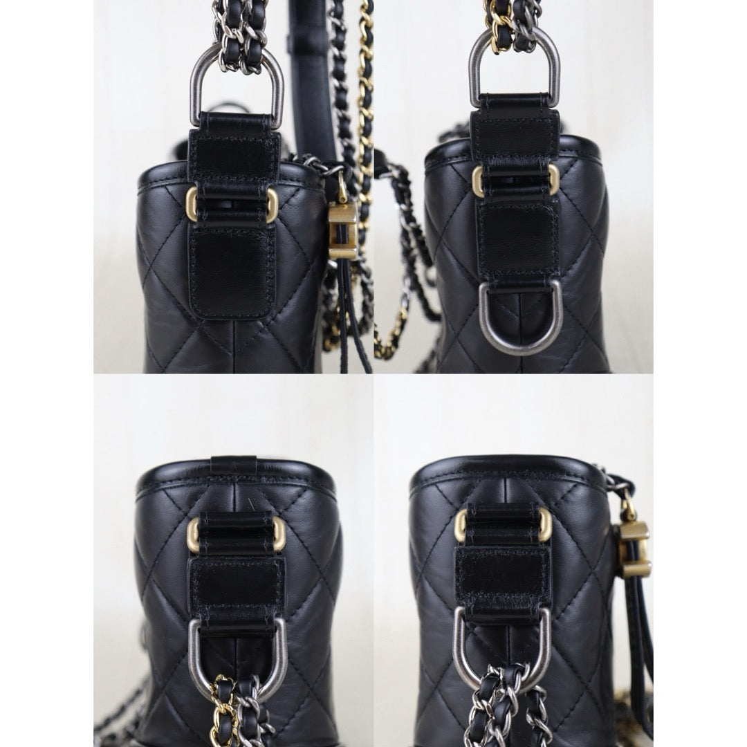Include Entrupy Certificate of Authenticity｜Very Good ( Rank A) ｜CHANEL PM Gabrielle Calf Leather Shoulder Bag Black Made In 2020-2021Year｜S26062513