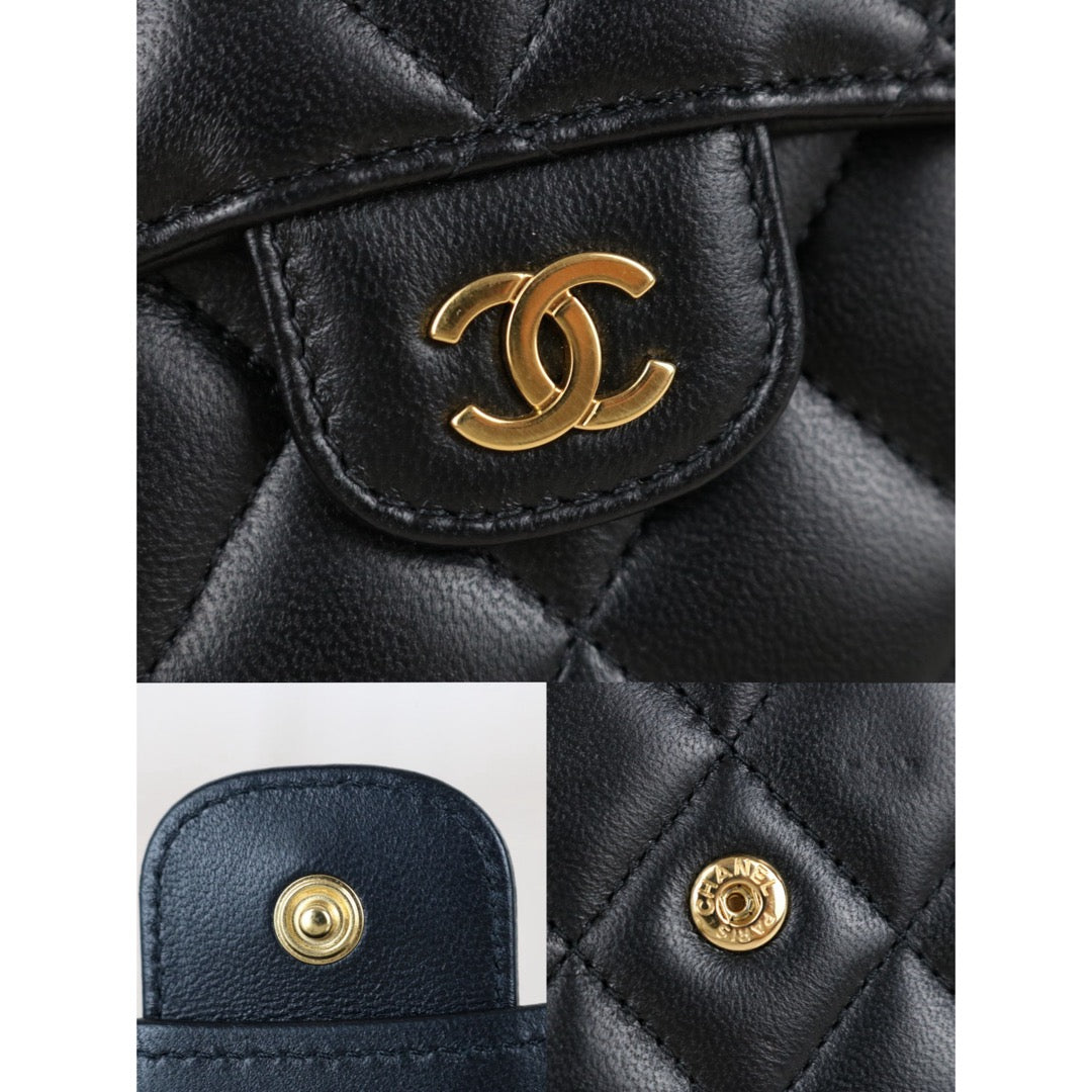 Include Entrupy Certificate of Authenticity｜Very Good ( Rank A)｜CHANEL Lamb Skin Black Wallet Made In 2018-2019Year｜S26050703