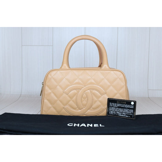 Very Good ( Rank A)｜ CHANEL  Caviar Skin Leather Calf Leather Bowling Bag Hand Bag Made In 2004～2005Year｜S24080804