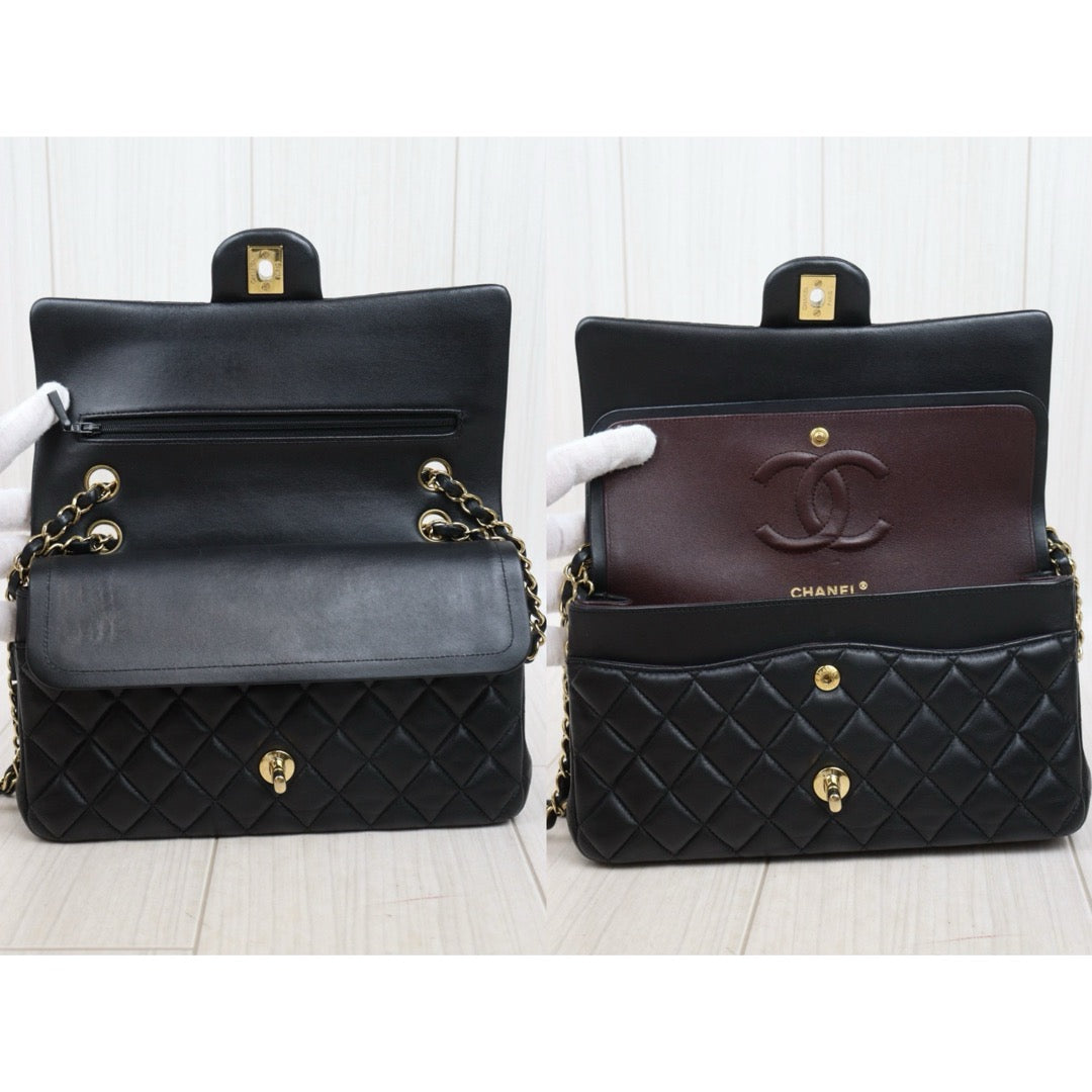 Very Good ( Rank A)｜ CHANEL Lamb Skin Matrasse Double Flap 25 Shoulder Bag  Black Made In 2021Year｜S25062503