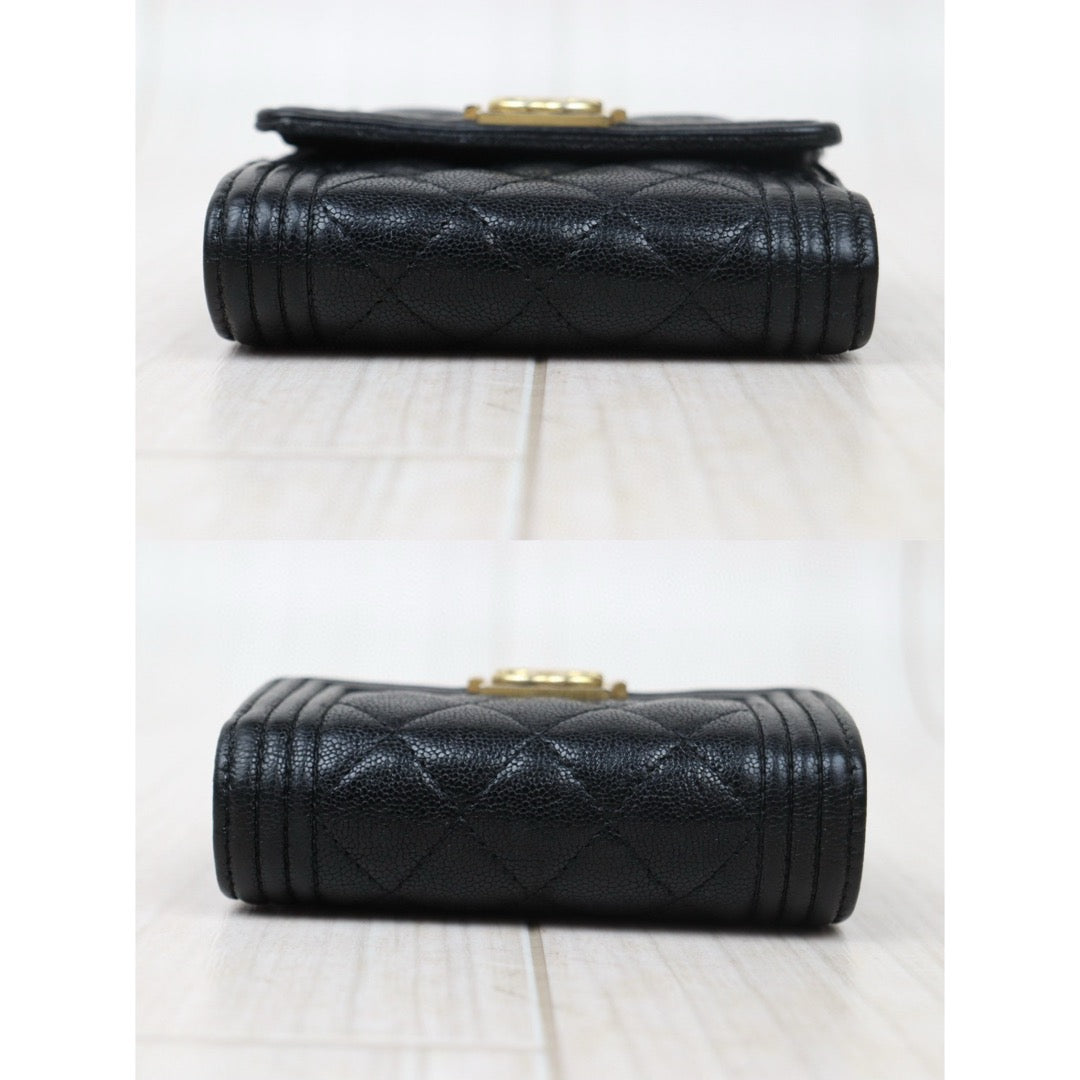 Good ( Rank AB)｜CHANEL Leboy Caviar Skin Black Wallet Made In 2019 Year｜24121204