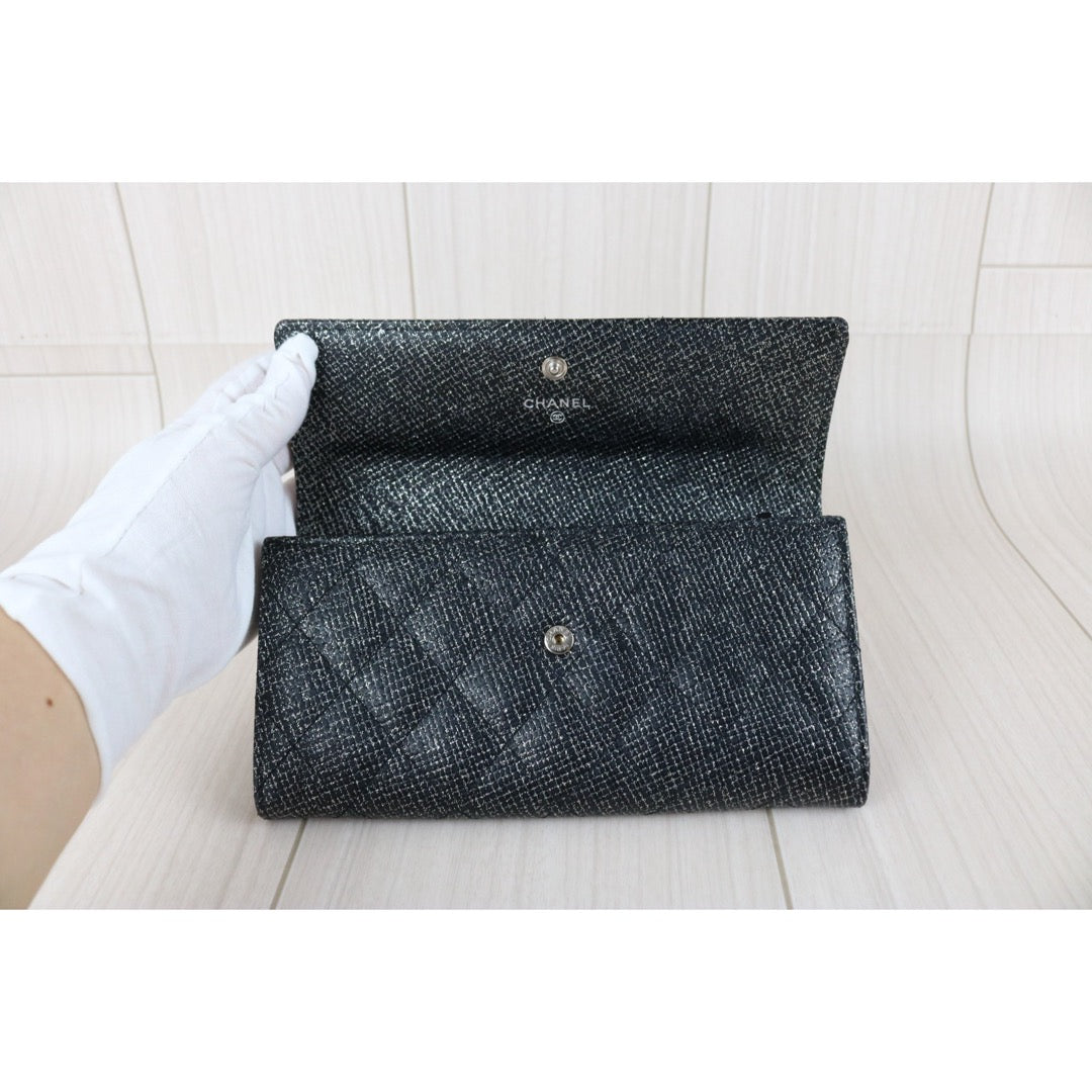 Excellent（Rank SA）｜CHANEL 2013 Earth Series Limited Edition Black Long Wallet Made In 2014 Year｜X25060309
