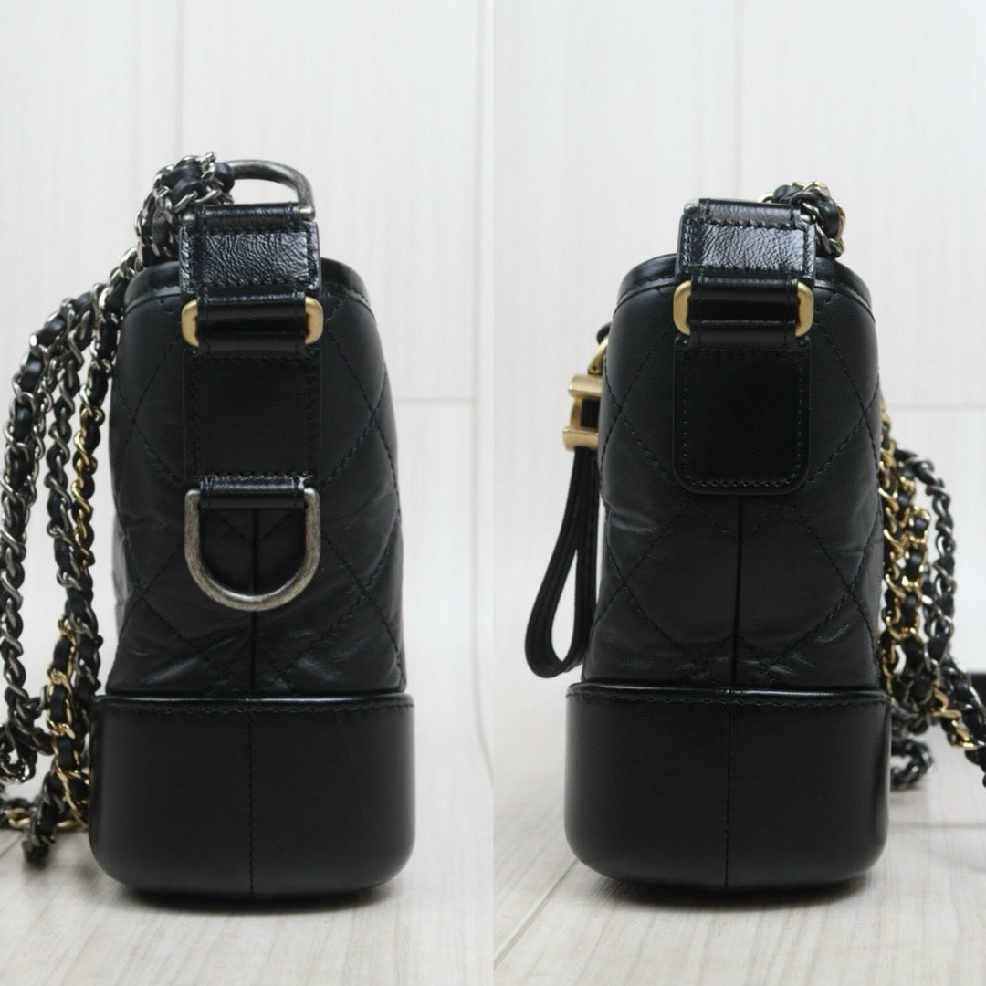 Include Entrupy Certificate of Authenticity｜Very Good ( Rank A) ｜CHANEL PM Gabrielle Calf Leather Shoulder Bag Black  IC Chips Model｜S26080611