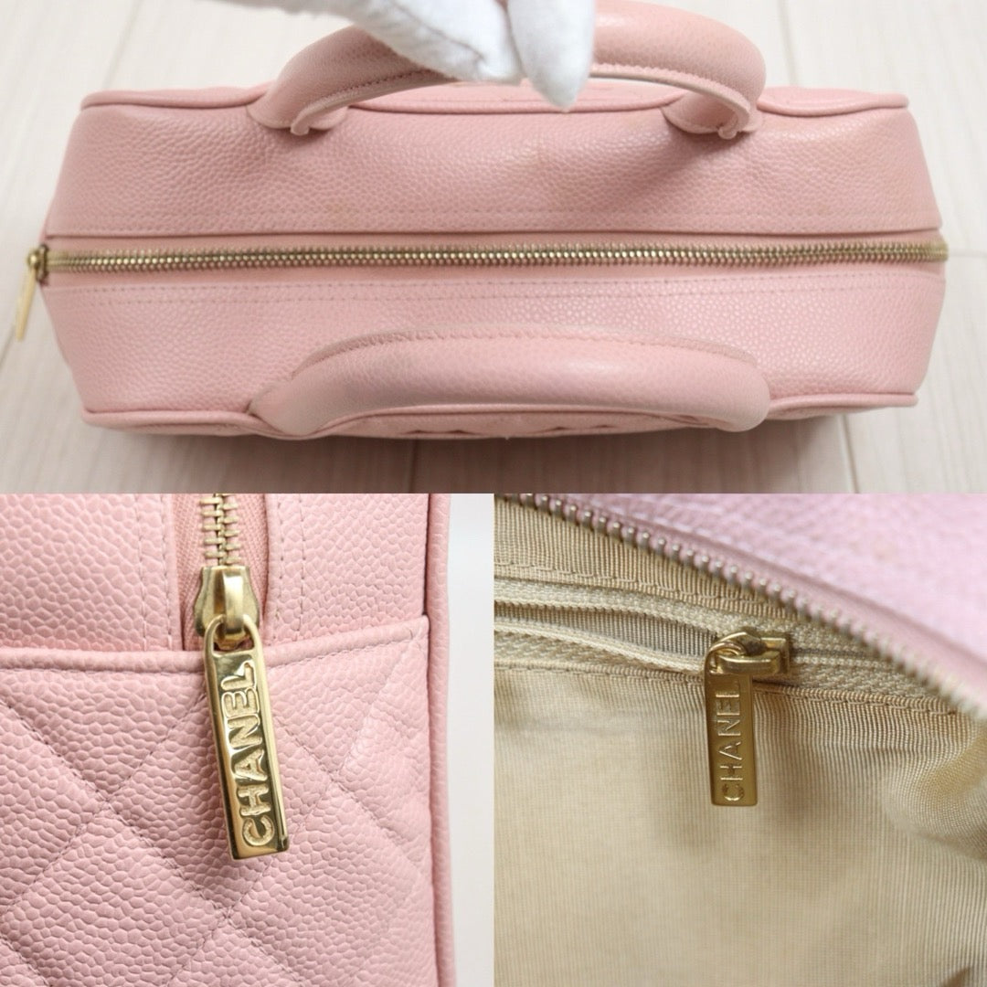 Include Entrupy Certificate of Authenticity｜Very Good ( Rank A)｜ CHANEL Caviar Skin  Calf Leather Bowling Hand Bag Pink Made In 2004～2005Year｜26052106