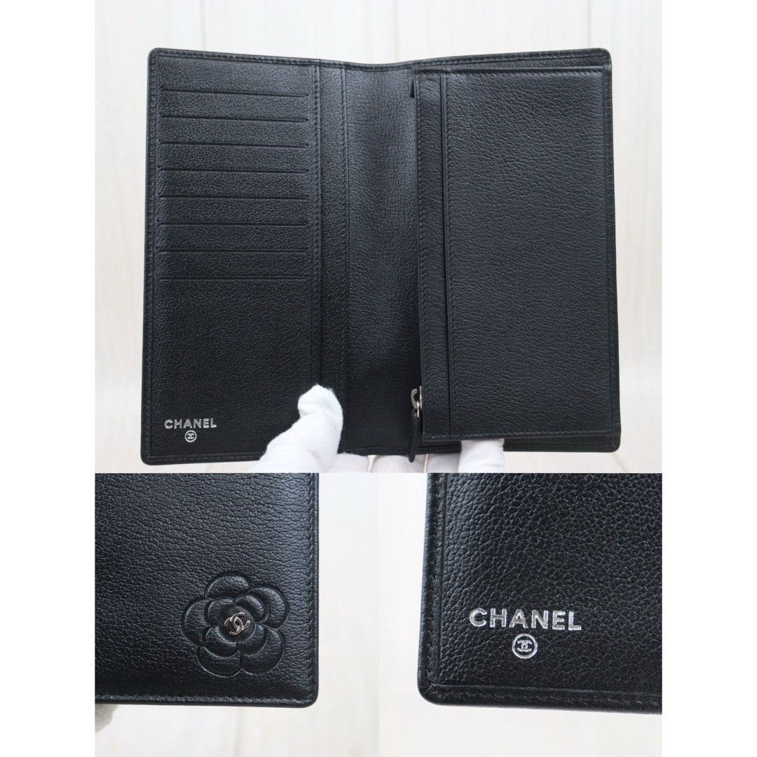 Very Good ( Rank A) ｜CHANEL Calfskin Black Long Wallet Made In 2008-2009 Year｜V24102305